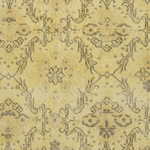 3.8x6.6 Ft Handmade Floral Patterned Turkish Accent Rug In Yellow Color photo 209.0