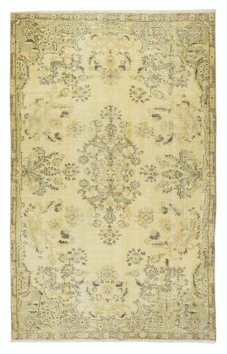 5.5x9 Ft Vintage Turkish Area Rug Dyed In Yellow 4 Modern Interiors