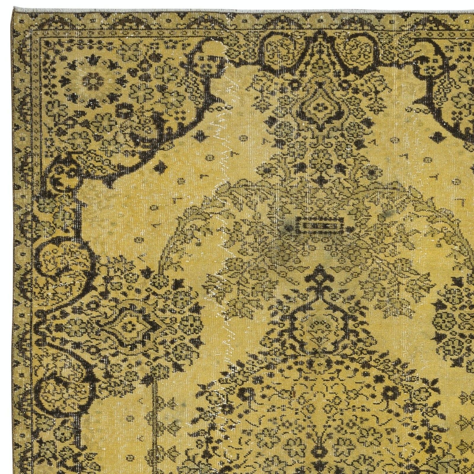 6x9.8 Ft Fantastic Handmade Turkish Rug With Medallion Design & Yellow Field photo Textiles