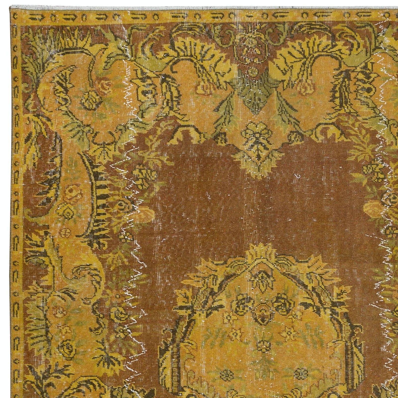 5.6x9.5 Ft Rust & Amber Yellow Handmade Turkish Rug For Contemporary Interiors photo Textiles