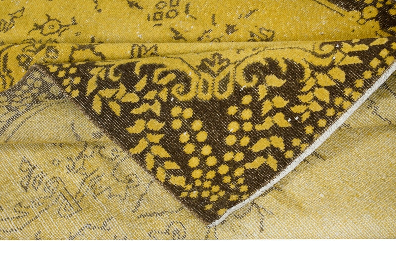 5.5x9.5 Ft Decorative Yellow Handmade Room Size Rug, Upcycled Turkish Carpet photo for sale