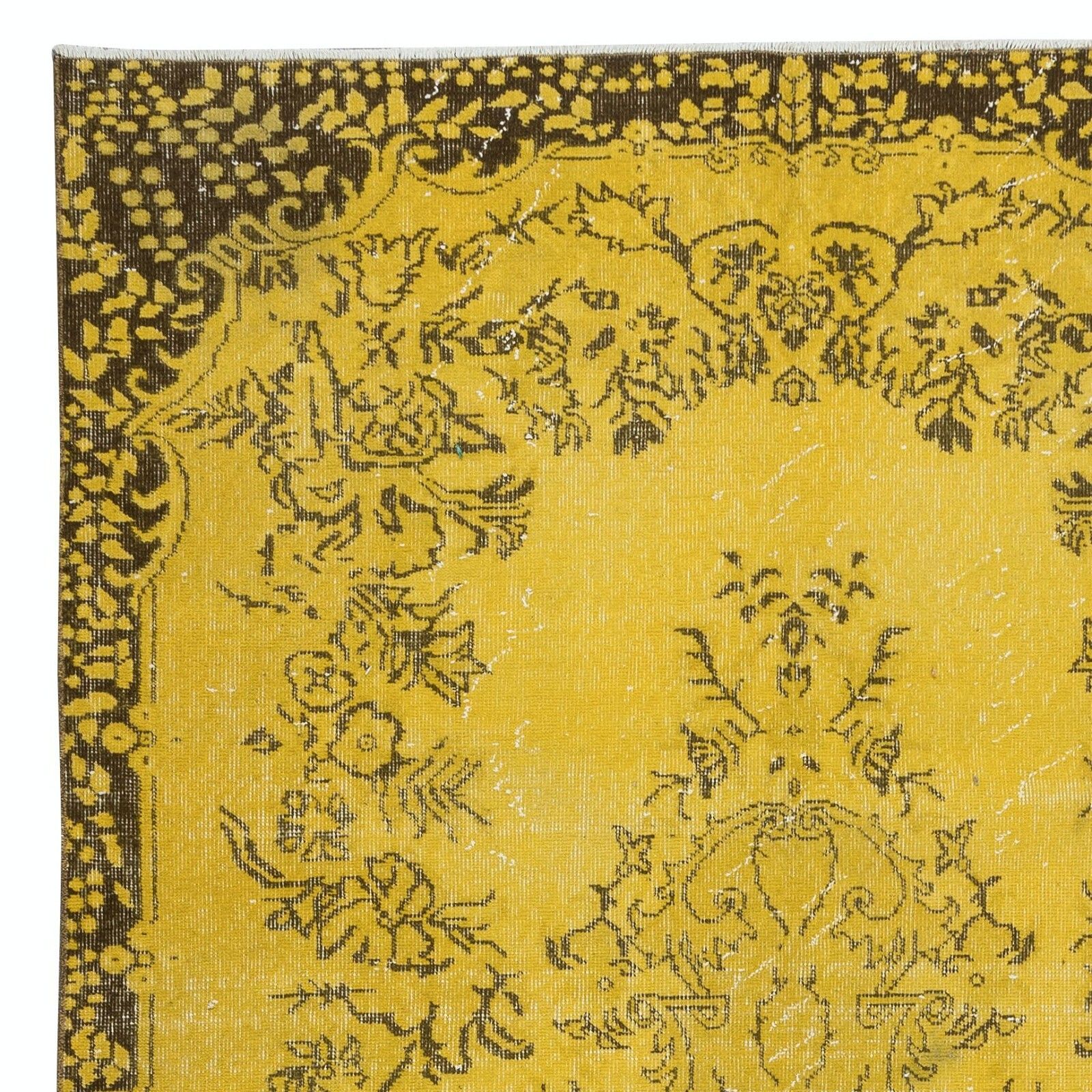 5.5x9.5 Ft Decorative Yellow Handmade Room Size Rug, Upcycled Turkish Carpet photo Textiles