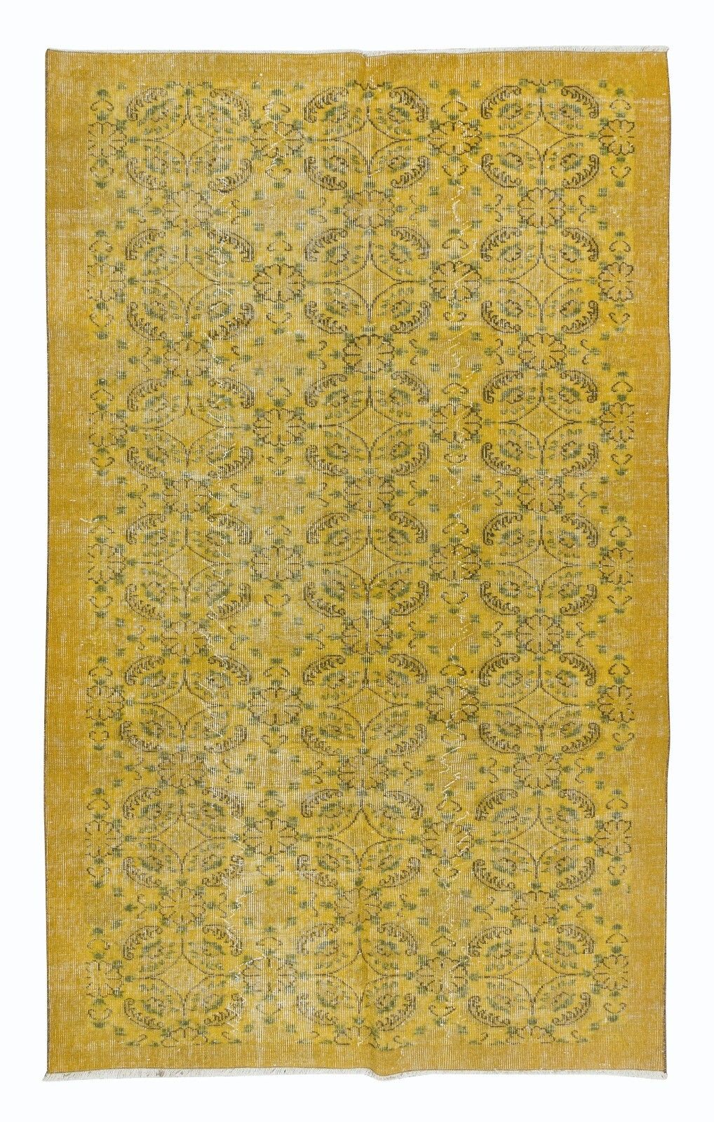 5.3x8.5 Ft Handmade Turkish Area Rug In Yellow, Great For Modern Interiors