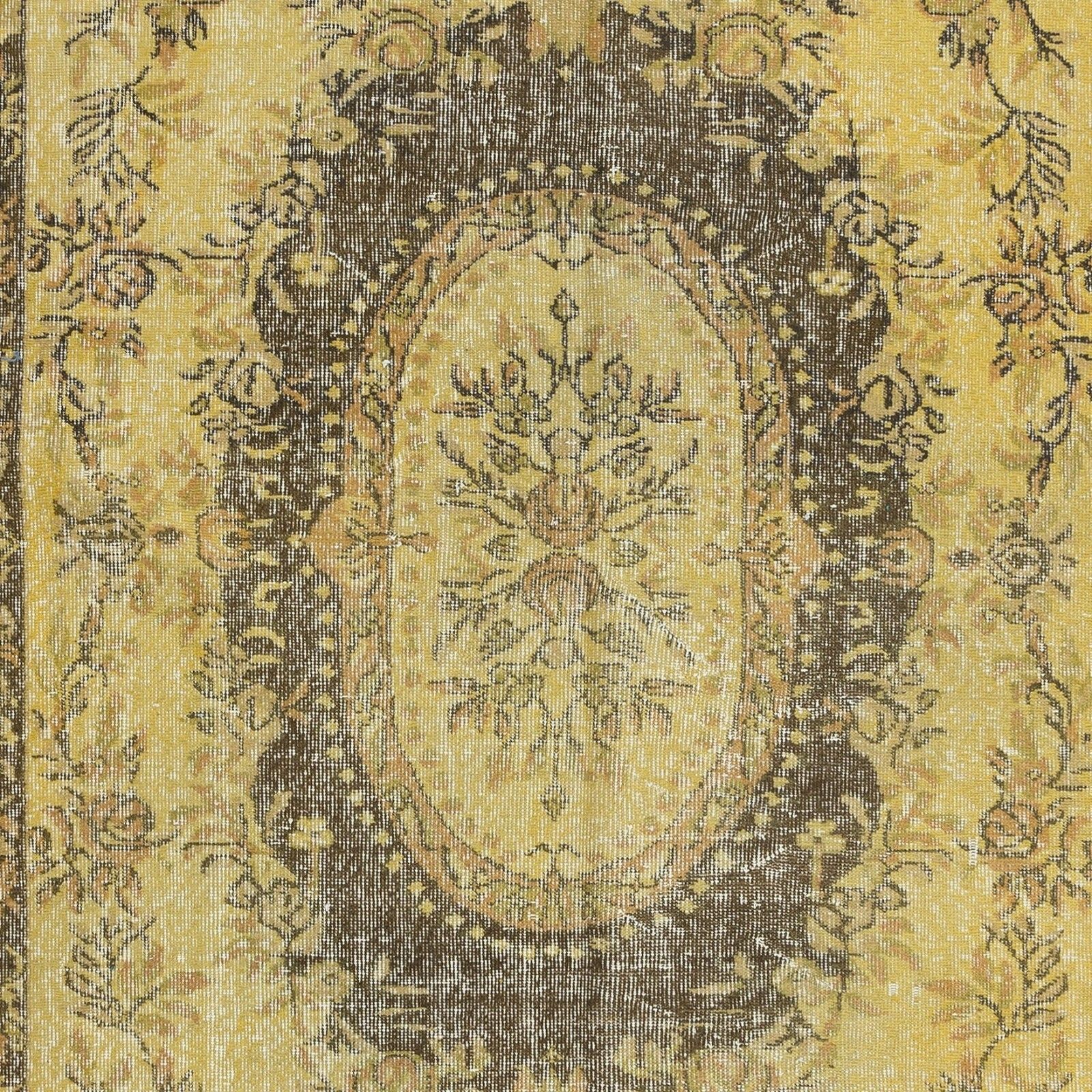 5.8x9.6 Ft Classic Aubusson Inspired Handmade Turkish Rug In Soft Yellow & Brown photo 476.0