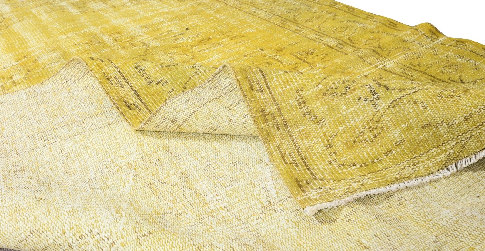 5.6x9.5 Ft Yellow Overdyed Rug For Modern Home & Office, Turkish Handmade Carpet photo for sale