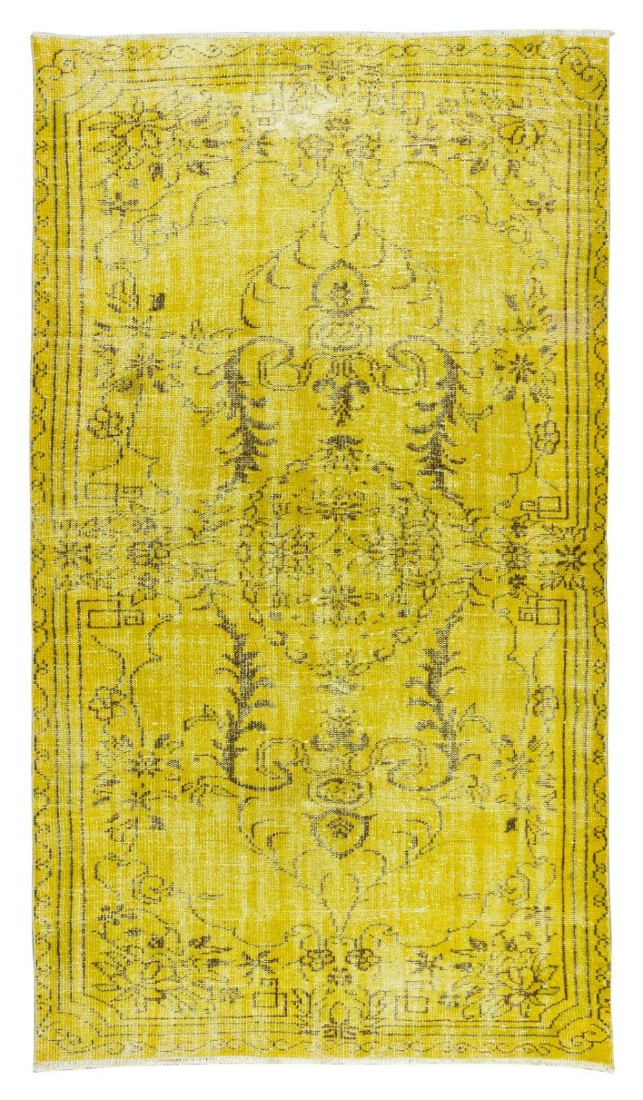 5x9 Ft Yellow Rug, Modern Floor Covering, Handmade Turkish Carpet photo furniture