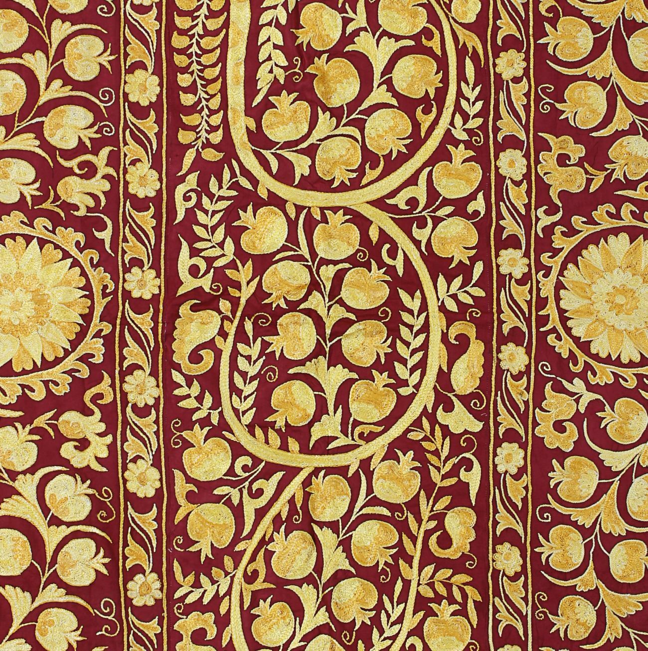 4.8x7 Ft Central Asian Suzani Textile, Silk Embroidered Bed Cover, Wall Hanging photo Textiles