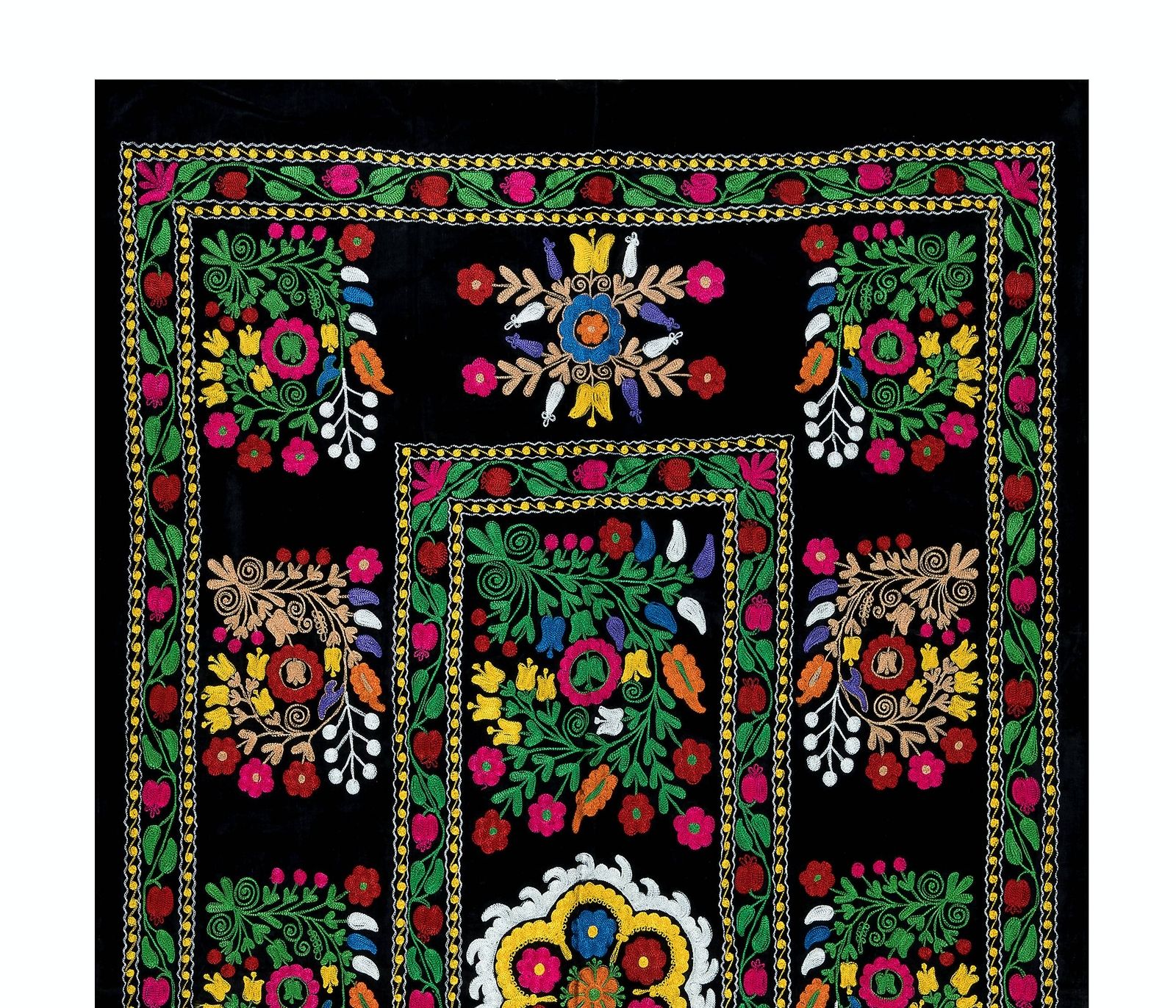 4.2x7.4 Ft Vintage Asian Silk Hand Embroidered Bed Cover Or Wall Hanging photo furniture