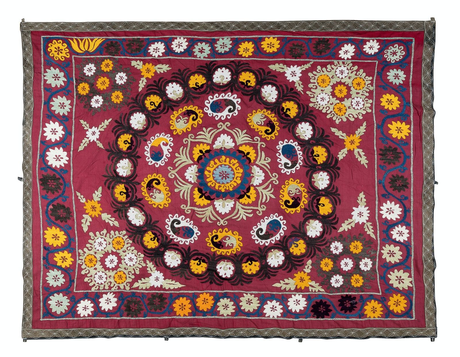 5.3x6.2 Ft Vintage Asian Silk Hand Embroidered Bed Cover Or Wall Hanging photo 476.0