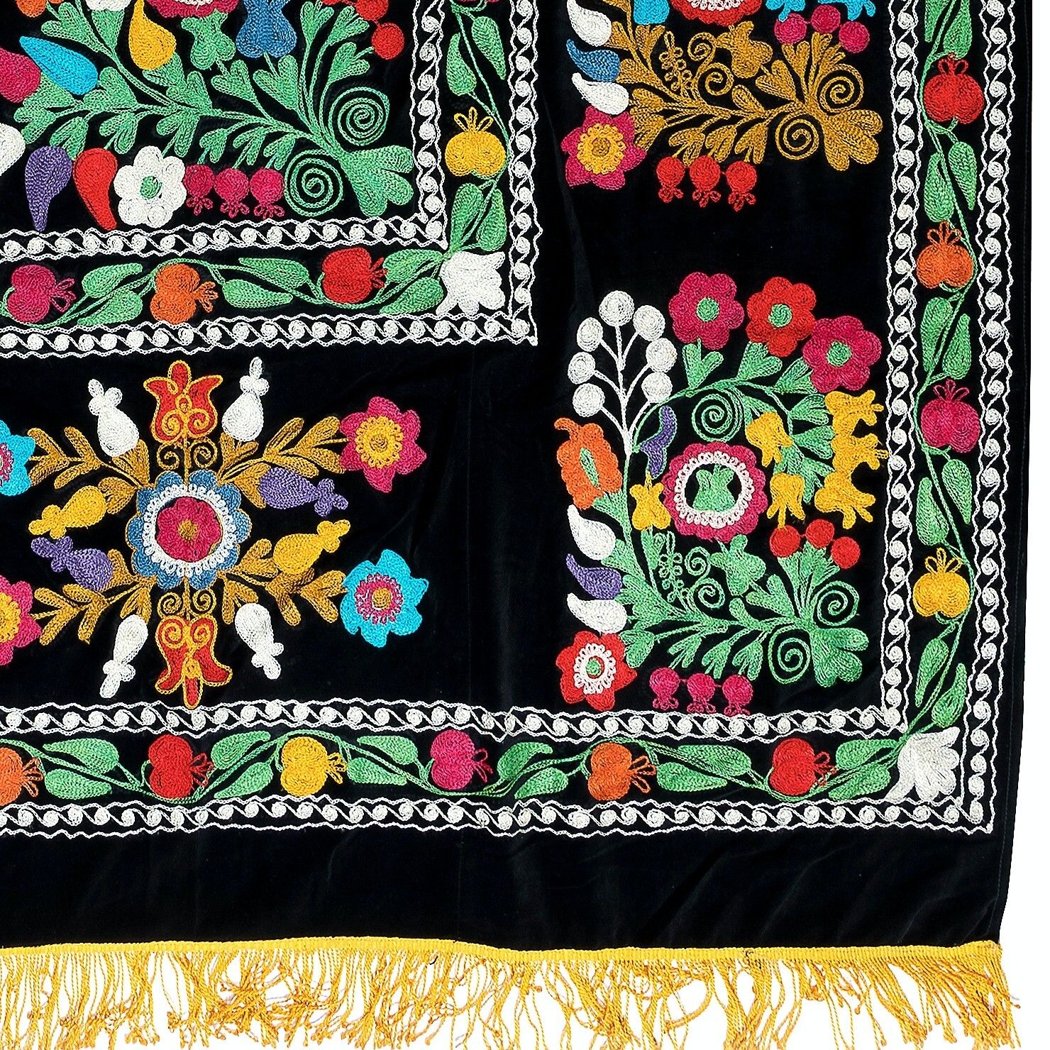 4.2x7.5 Ft Vintage Wall Hanging, Silk Embroidery Wall Hanging, Black Tablecloth photo furniture