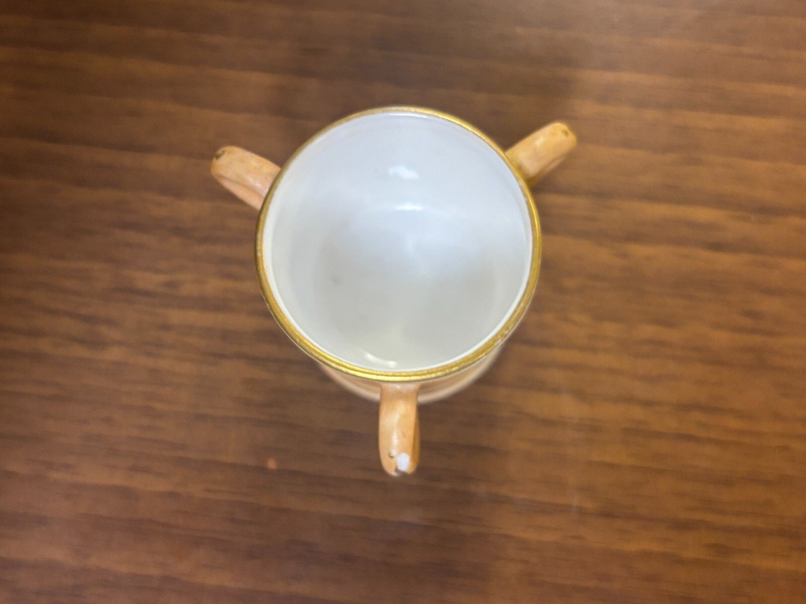 Rare Antique Miniature Royal Worcester Blush Ivory 3 Handle Cup photo vinterior