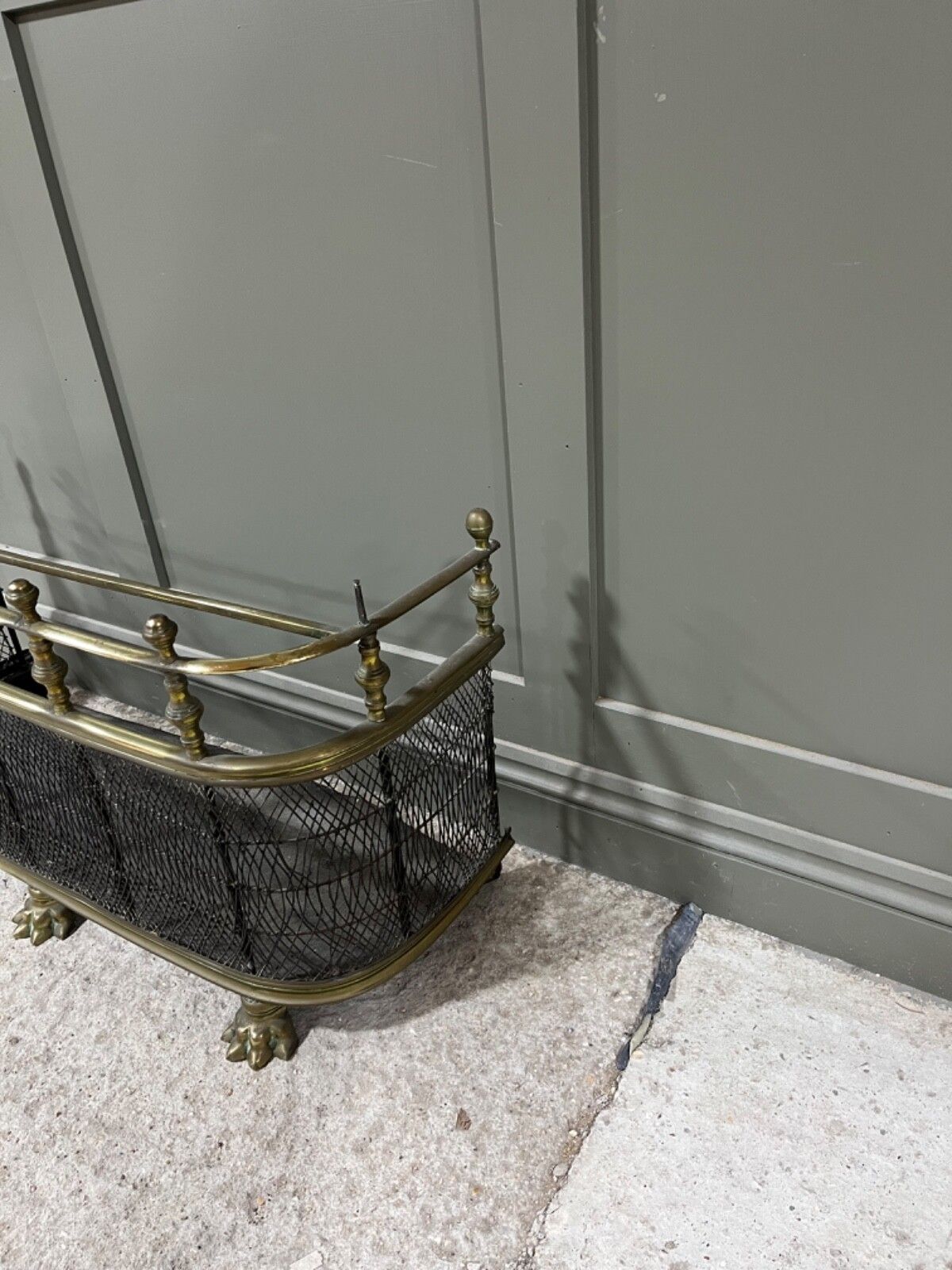 Antique Fireguard Brass Fire Fender Regency Period  Nursery D Shaped photo for sale