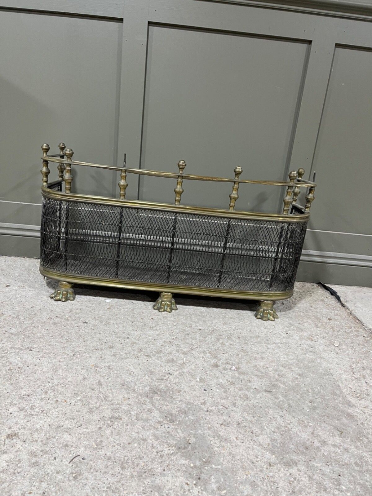 Antique Fireguard Brass Fire Fender Regency Period  Nursery D Shaped photo buy