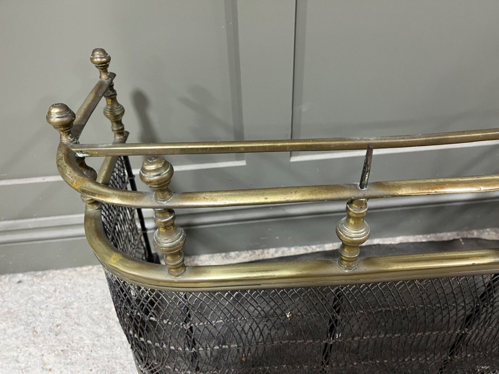 photo furniture Antique Fireguard Brass Fire Fender Regency Period  Nursery D Shaped