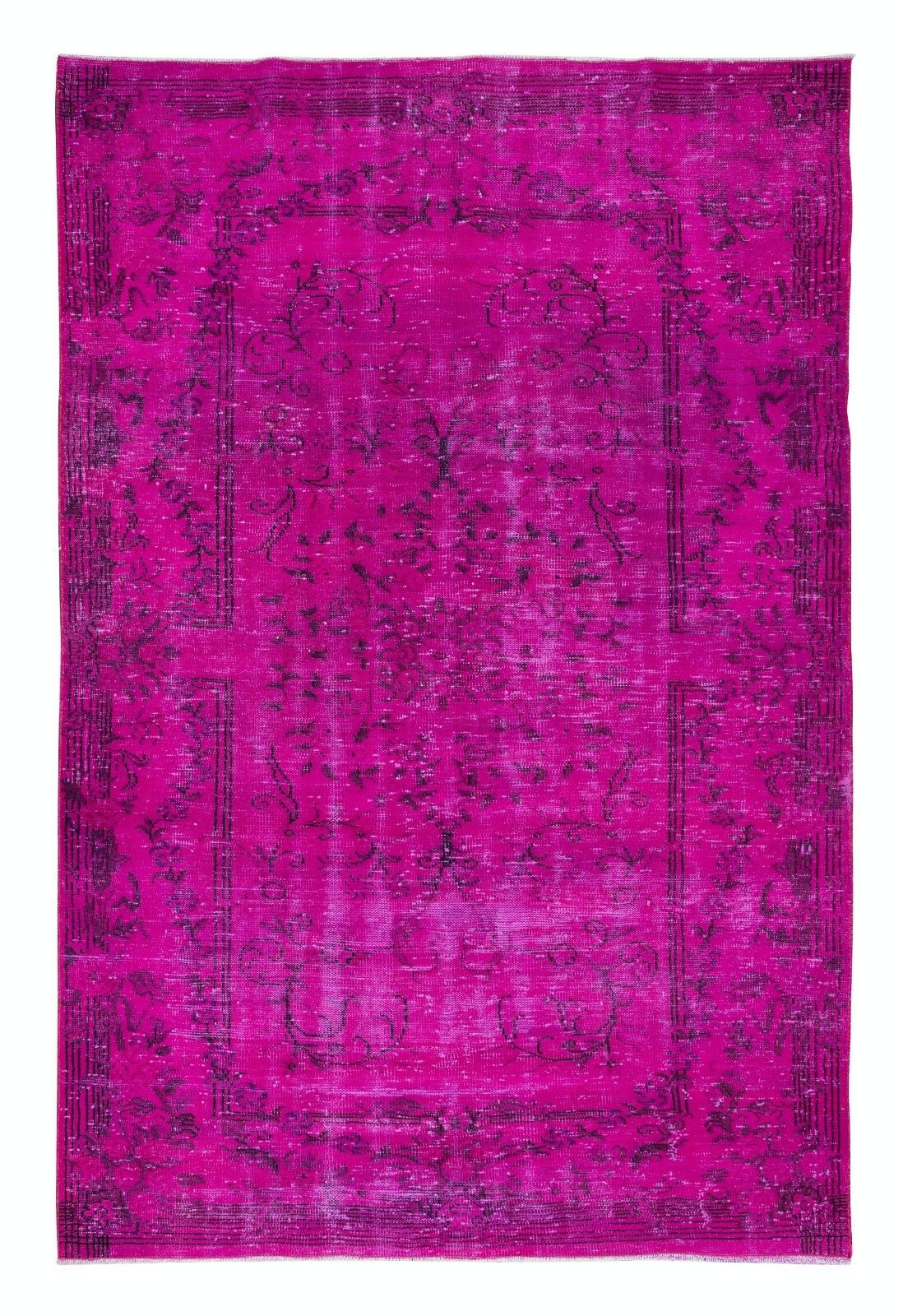 5.7x9 Ft Decorative Pink Area Rug For Modern Interiors, Handknotted In Turkey
