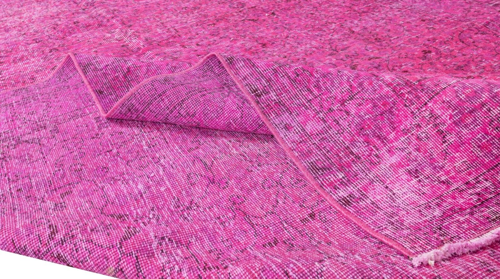 6.7x10.4 Ft Hand Knotted Anatolian Area Rug In Fuchsia Pink 4 Modern Interiors photo for sale