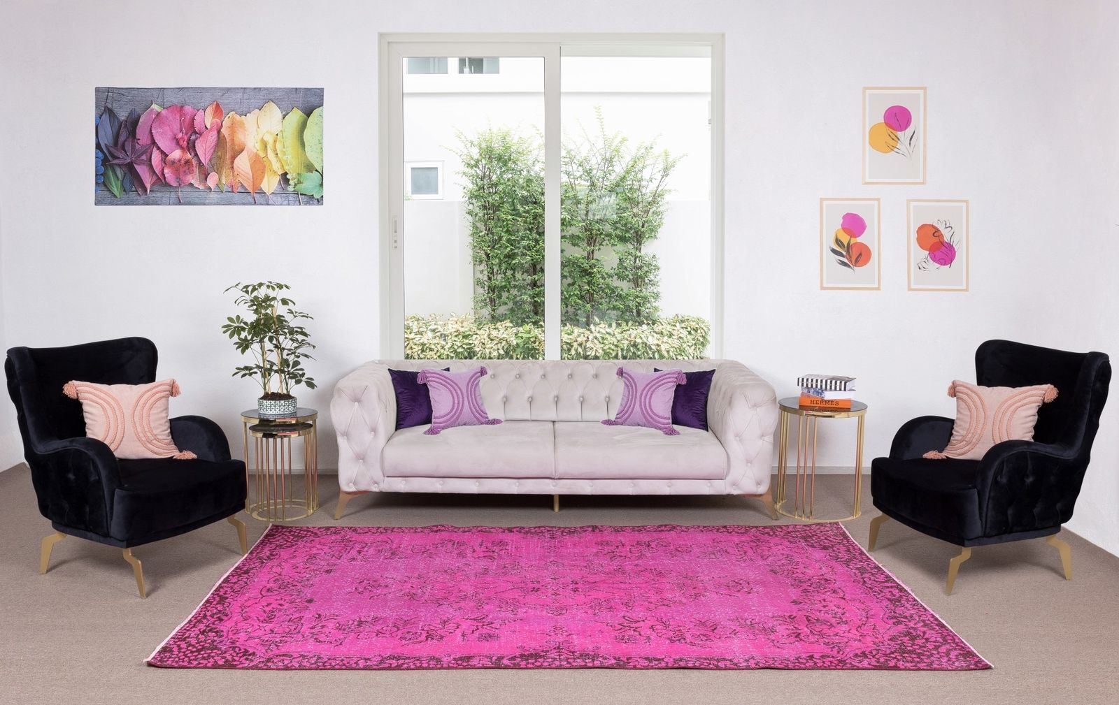 5.6x9.8 Ft Vintage Handmade Turkish Rug Over Dyed In Pink With Medallion Design photo furniture