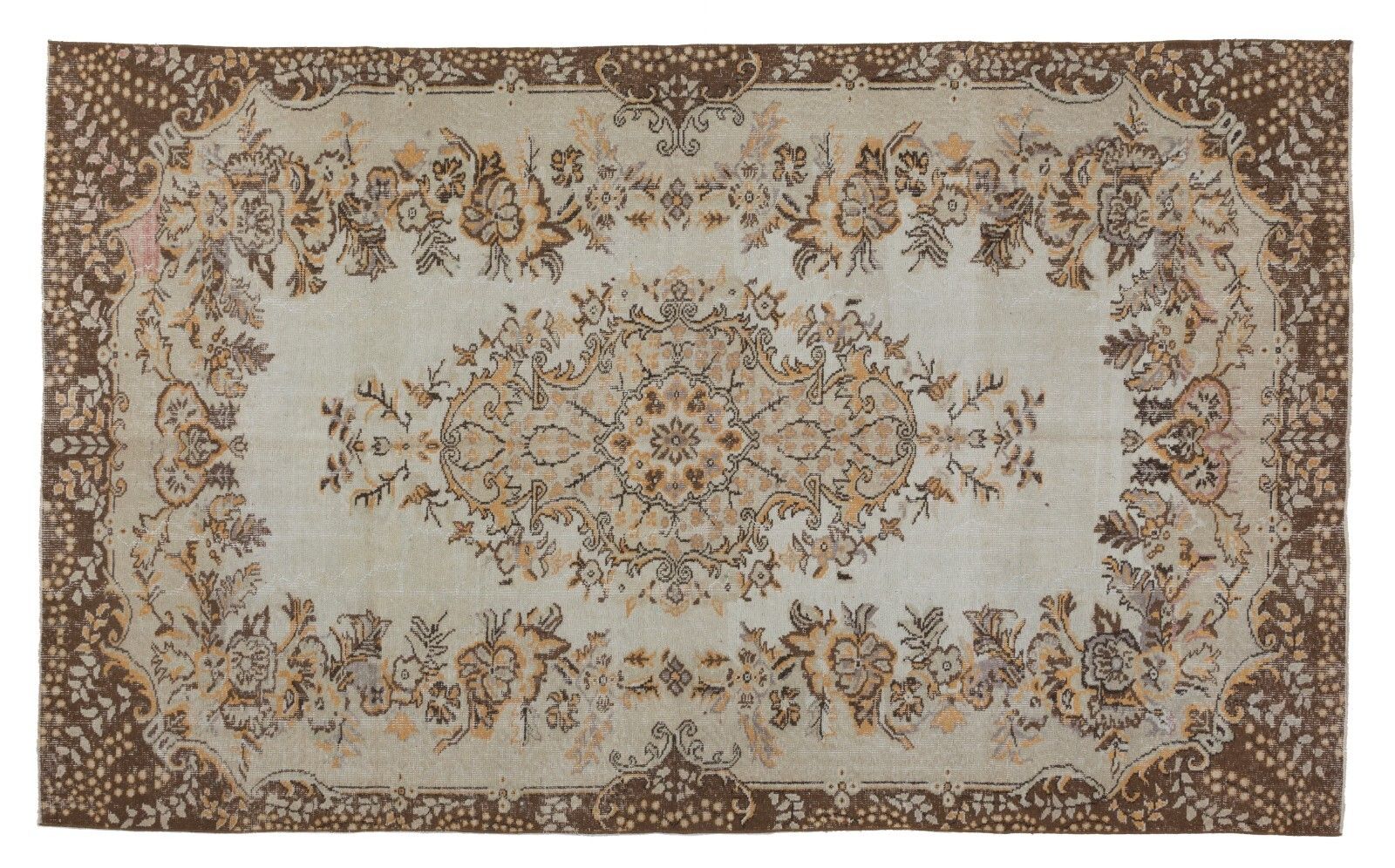 6x9.6 Ft Handmade Floral Medallion Design Turkish Vintage Wool Area Rug photo buy