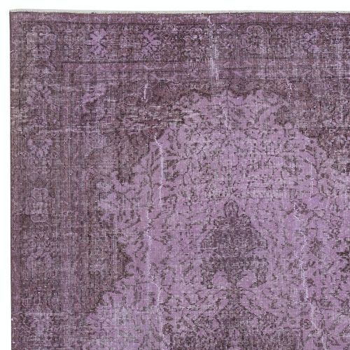 5.2x9 Ft Hand Made Purple Floor Rug From Turkey, Redyed Carpet For Living Room photo Textiles