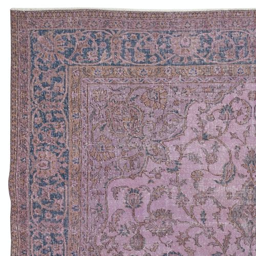 8.2x11 Ft Contemporary Hand Made Turkish Rug In Purple Color, Living Room Carpet photo Textiles