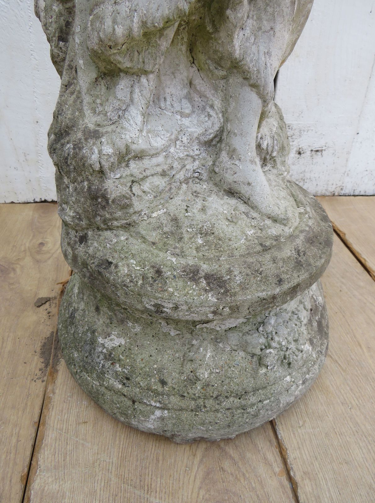 Vintage English Weathered Garden Stone Maiden Statue photo Garden Decor