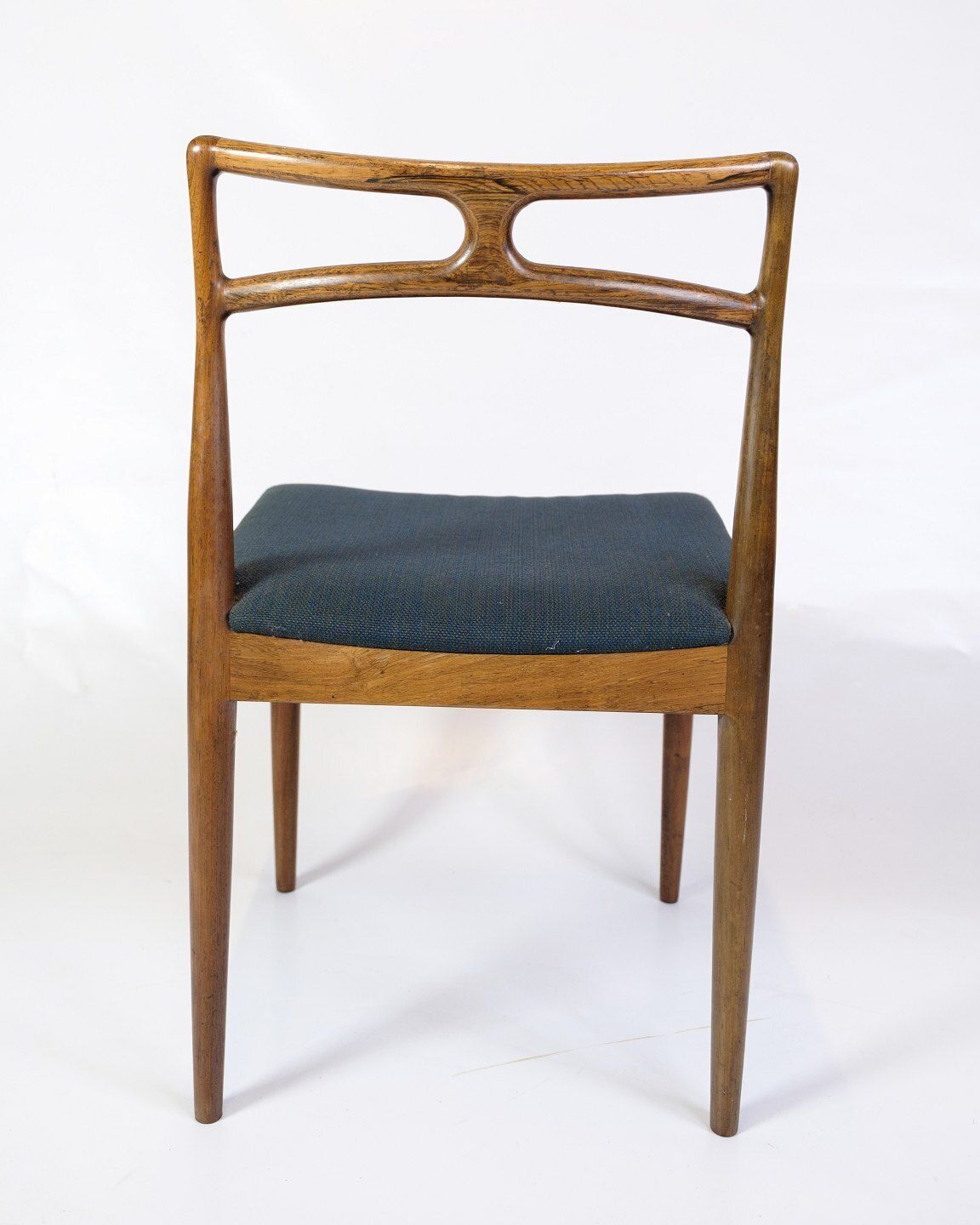 Set Of Six Dining Chairs Model 94 In Rosewood & Blue Fabric By Johannes Andersen For Chr. Linneberg Furniture Factory From 1960s photo vintage