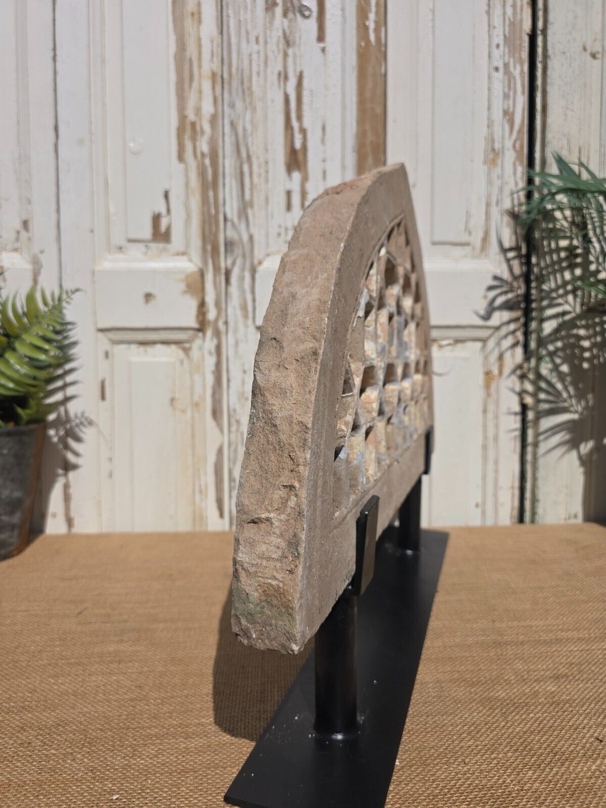 Antique Architectural Carved Stone Panel Jhali Window Fanlight Home Garden Decor photo 195.0