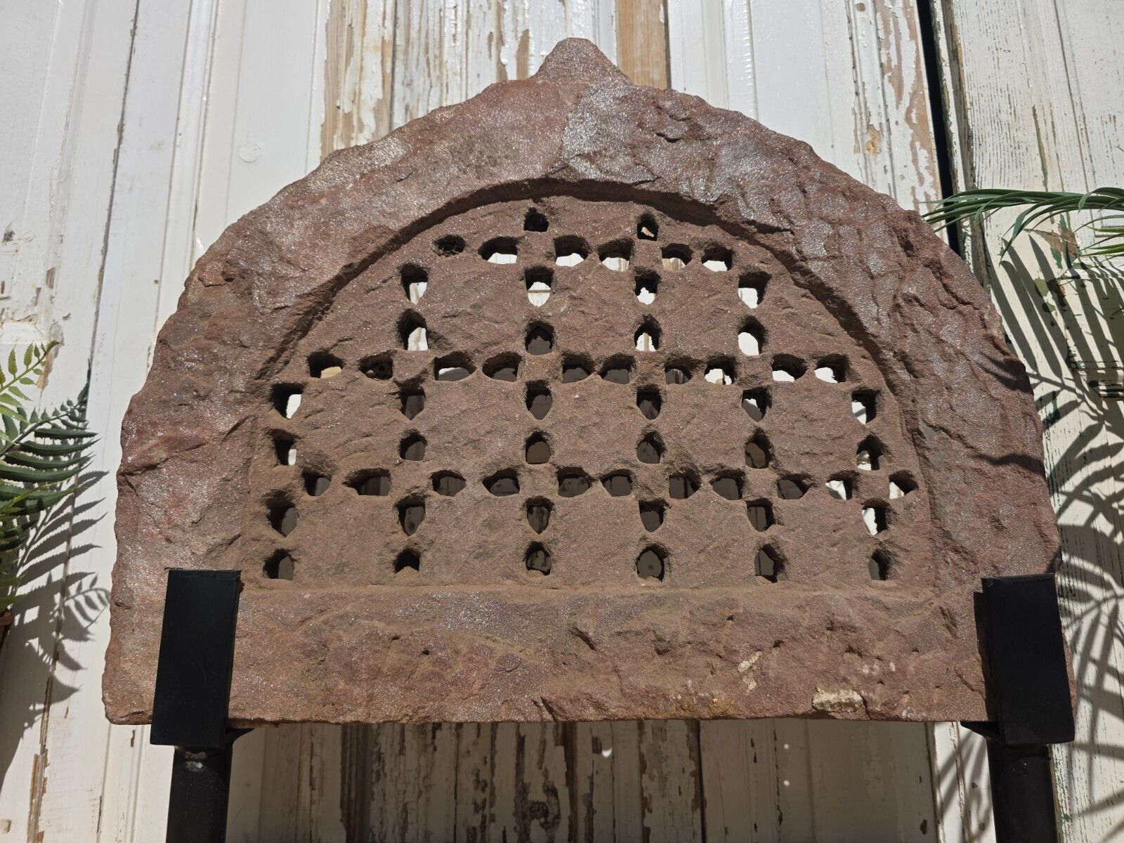 Antique Architectural Carved Stone Panel Jhali Window Fanlight Home Garden Decor photo furniture