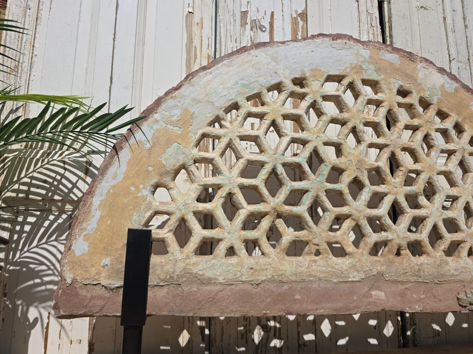 Antique Architectural Carved Stone Panel Jhali Window Fanlight Home Garden Decor photo for sale