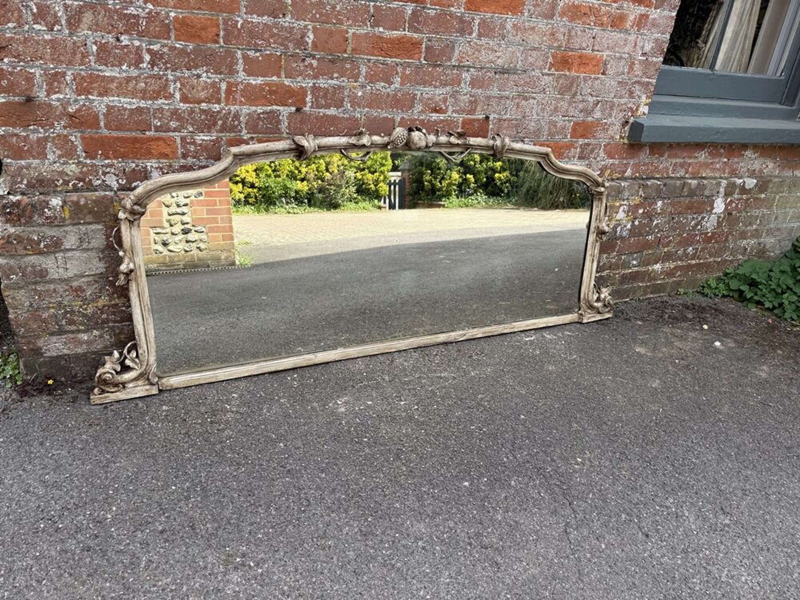 A Fabulous Large Antique English 19th C Shaped Top Ornate Overmantle Mirror. photo vinterior