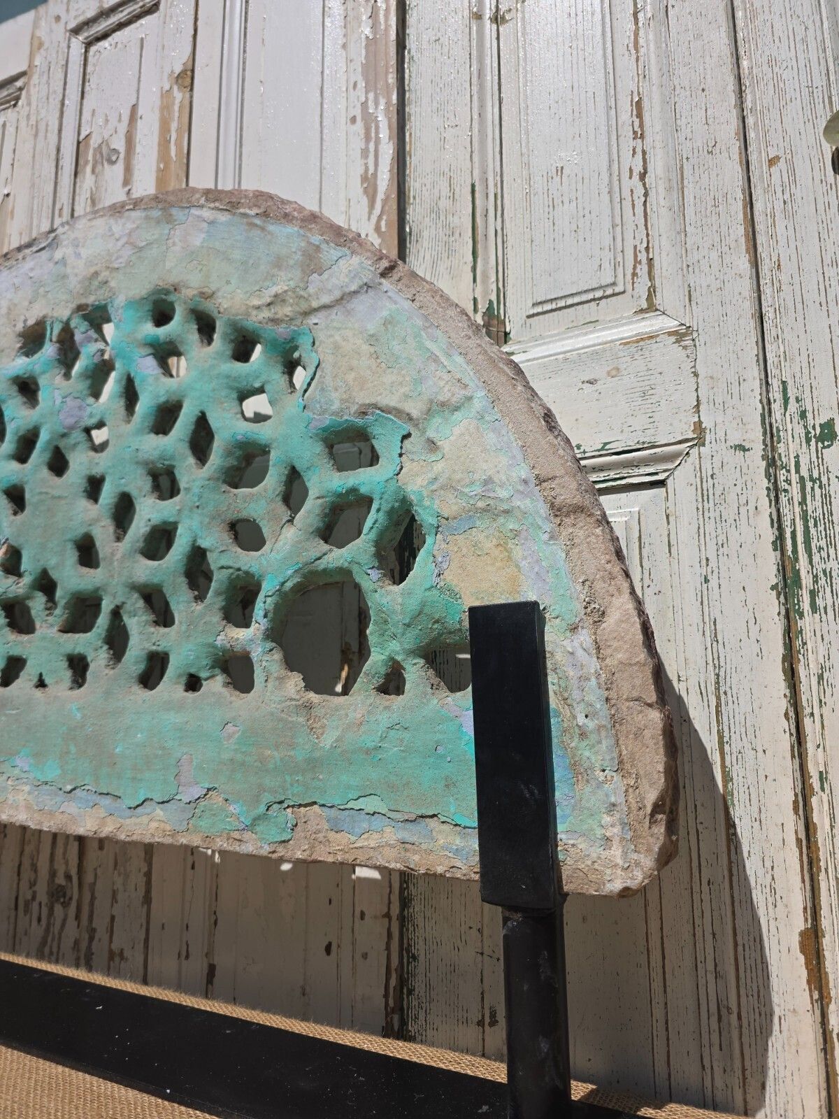 Antique Architectural Carved Stone Panel Jhali Window Fanlight Home Garden Decor photo for sale