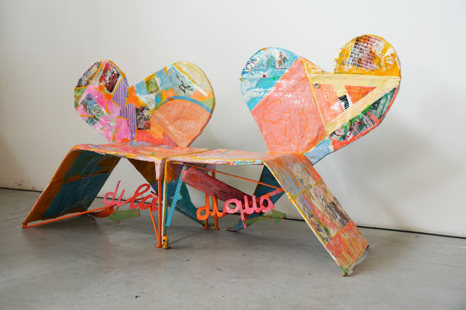 Guido Coletti Sculptural Modular Chairs (1995)   Heart Shaped Abstract Collage photo for sale