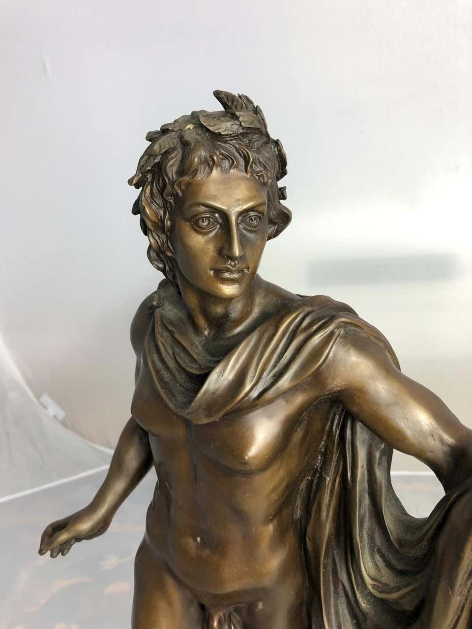 20th Century Bronze Statue Of Apollo The Greek God Of Archery photo vinterior