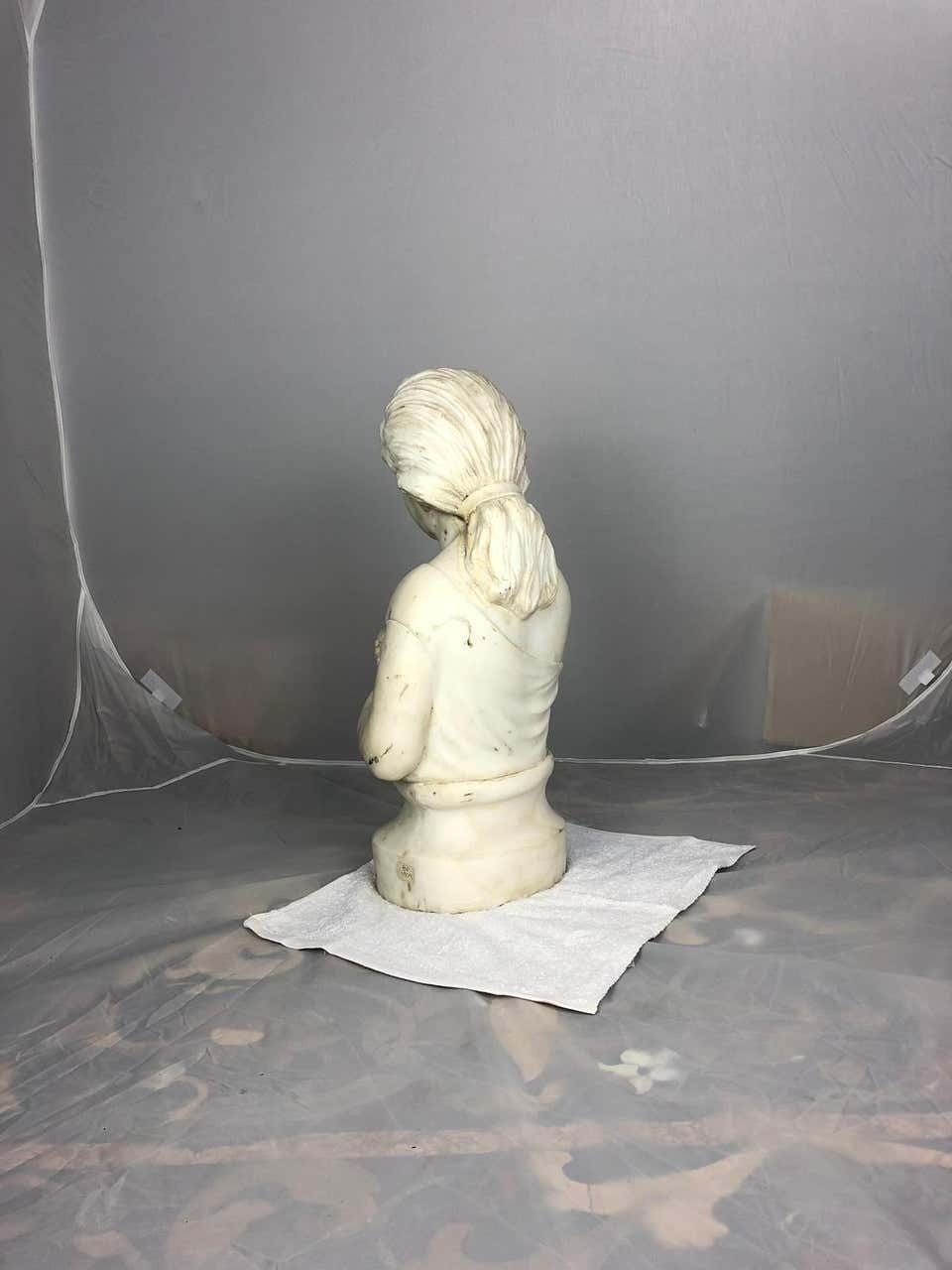 19th Century Marble Bust Of A Child Holding A Birds Nest photo Art