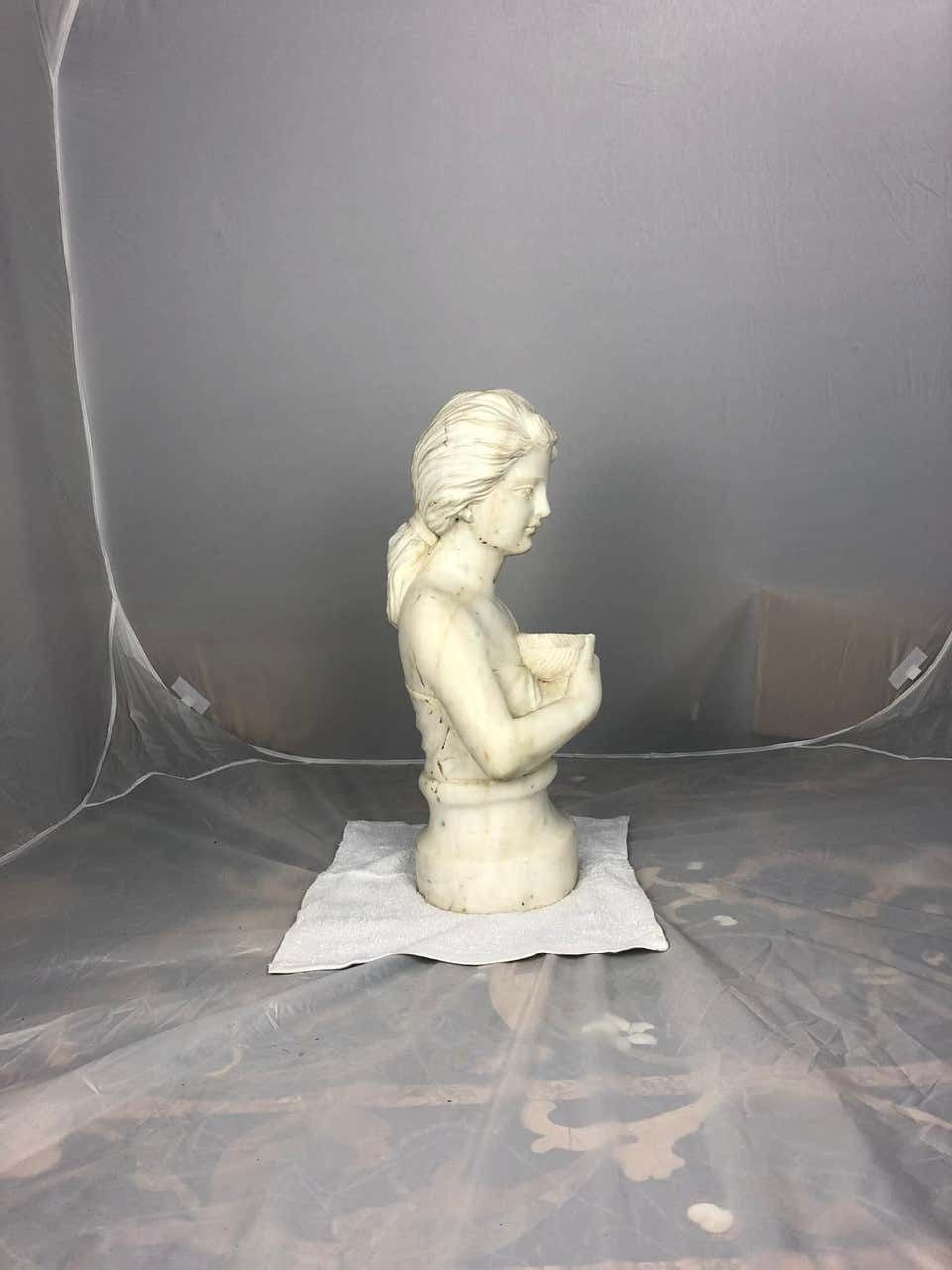 19th Century Marble Bust Of A Child Holding A Birds Nest photo buy