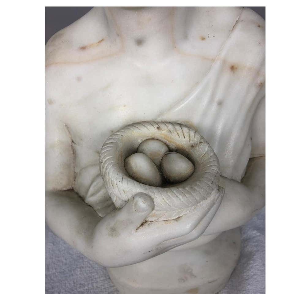 photo furniture 19th Century Marble Bust Of A Child Holding A Birds Nest