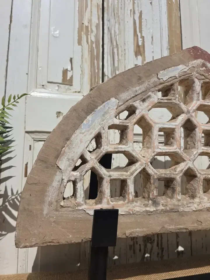 Antique Architectural Carved Stone Panel Jhali Window Fanlight Home Garden Decor photo for sale