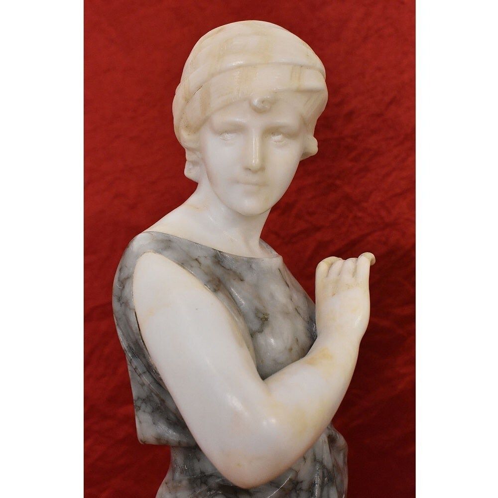 Antique Statues, Alabaster And Marble, Woman Sculpture, Signed Pugi, XIX Century. (Stal74) photo 2200.0