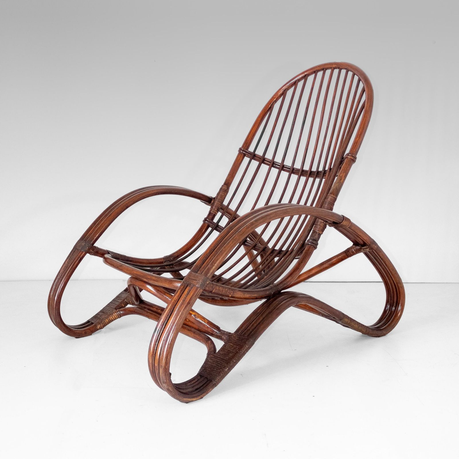 Mid Century Modern Bamboo Armchair In The Style Of Tito Agnoli, Italy 1960s