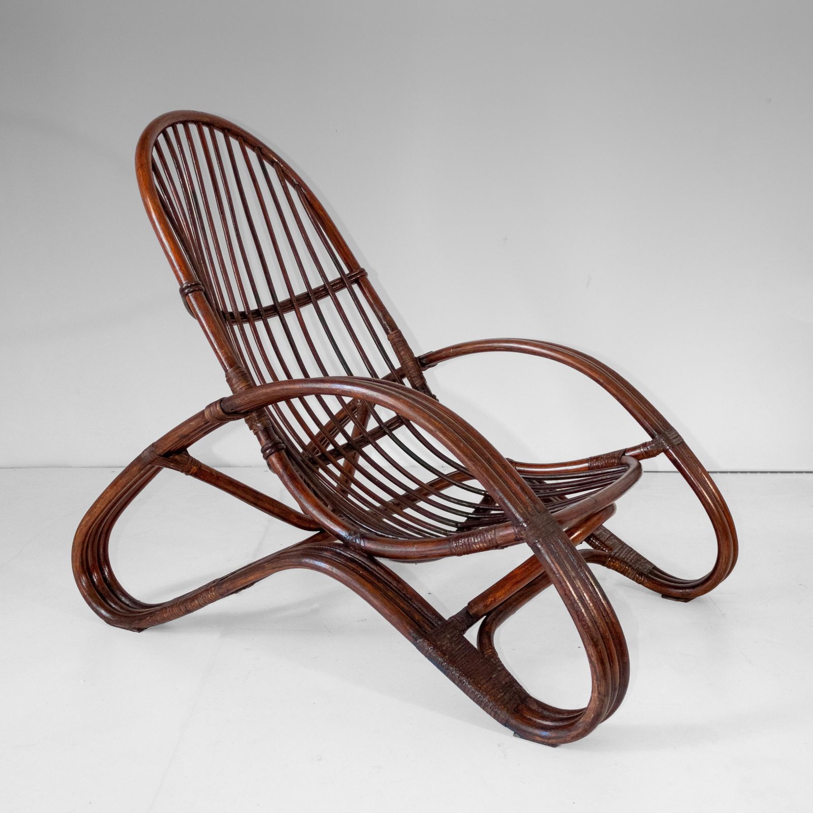 Mid Century Modern Bamboo Armchair In The Style Of Tito Agnoli, Italy 1960s photo vinterior
