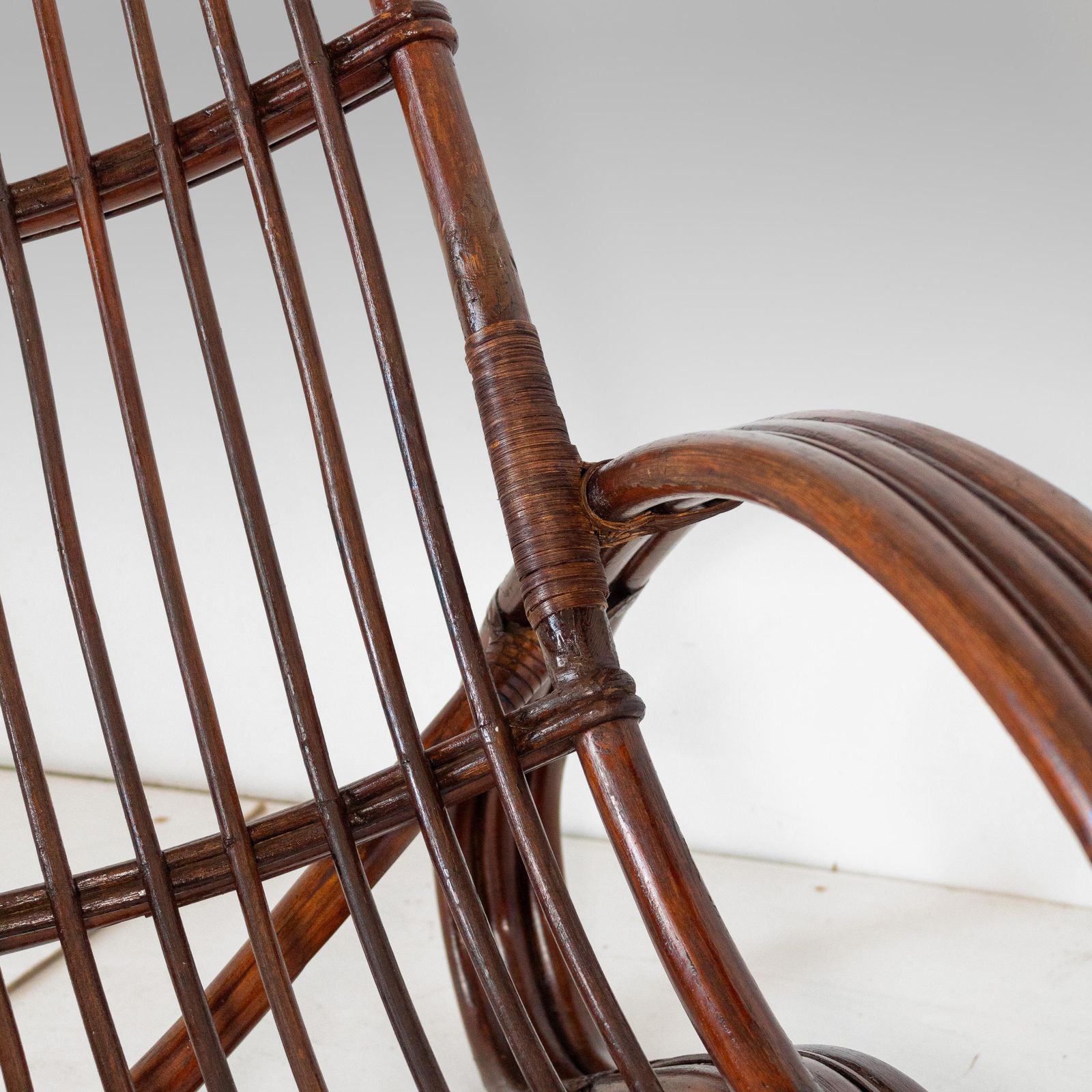 photo vinterior Mid Century Modern Bamboe Fauteuil In De Stijl Van Tito Agnoli, Italië, Ca. Jaren 1960