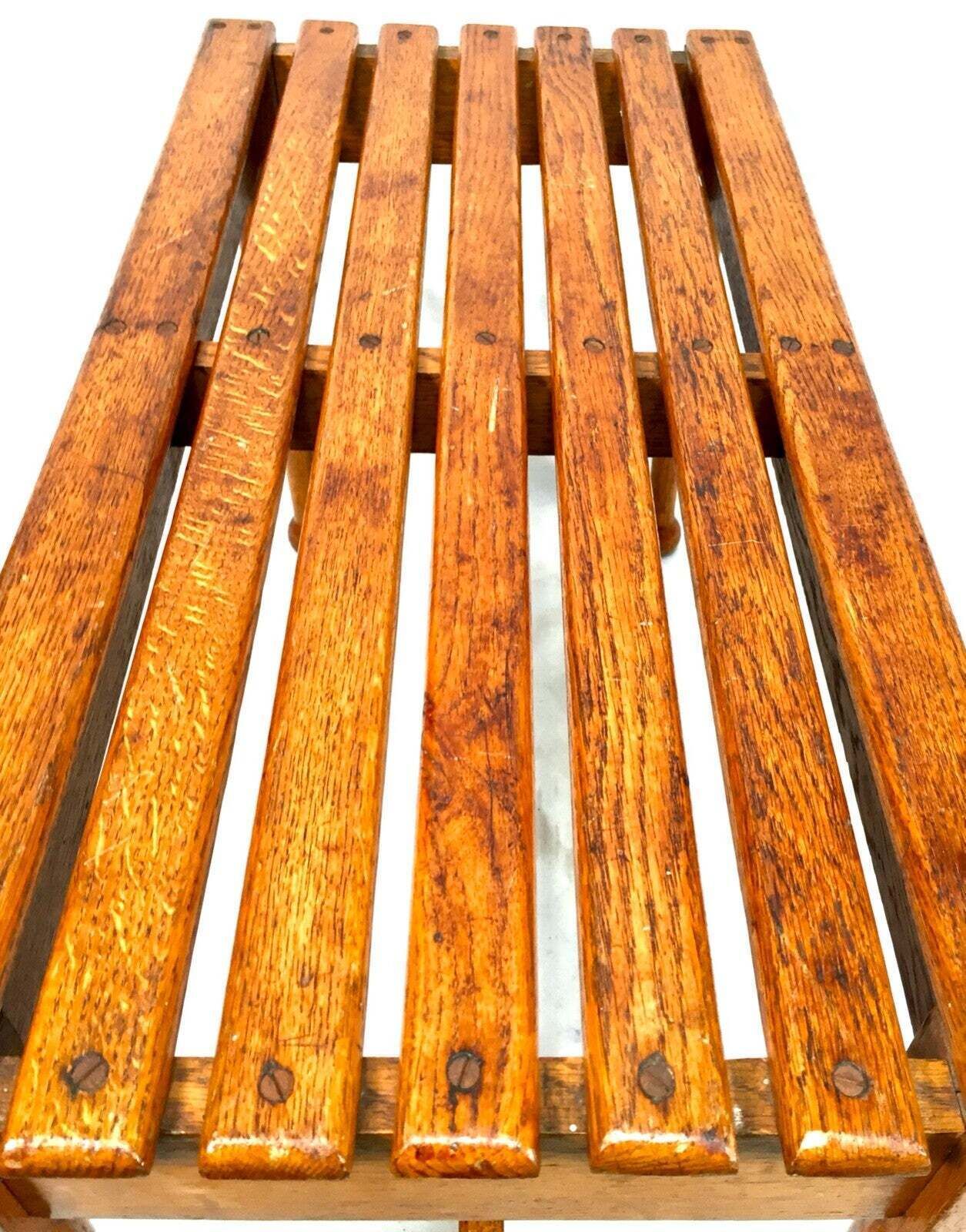 Antique Wooden Original Hotel Used Oak Luggage Rack Storage / Table / C.1900 photo buy