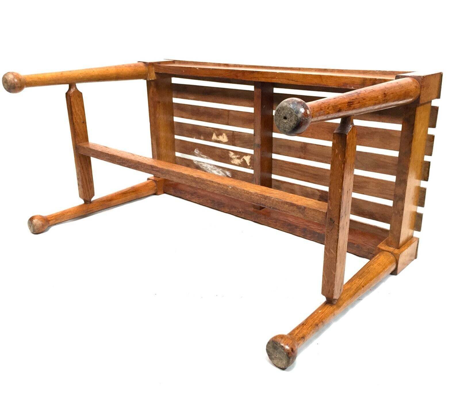 Antique Wooden Original Hotel Used Oak Luggage Rack Storage / Table / C.1900 photo vintage