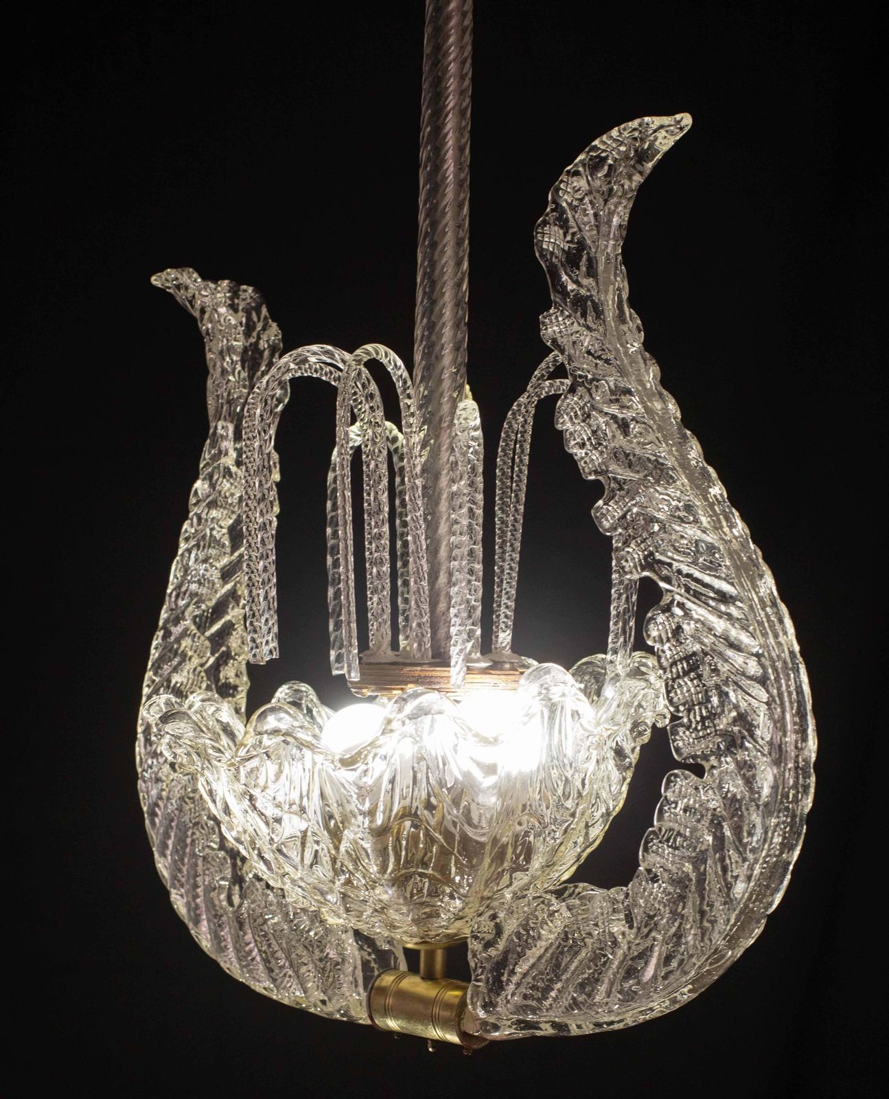 photo vinterior Set Of 5 Art Decò Fountain Chandelier By Barovier E Toso, Murano Glass, 1940