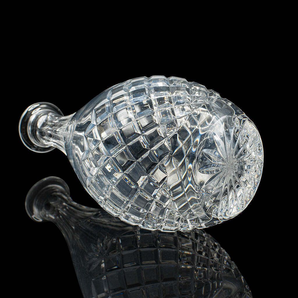 Vintage Claret Decanter, English, Pineapple Cut Glass, Wine Vessel, Circa 1970 photo vintage