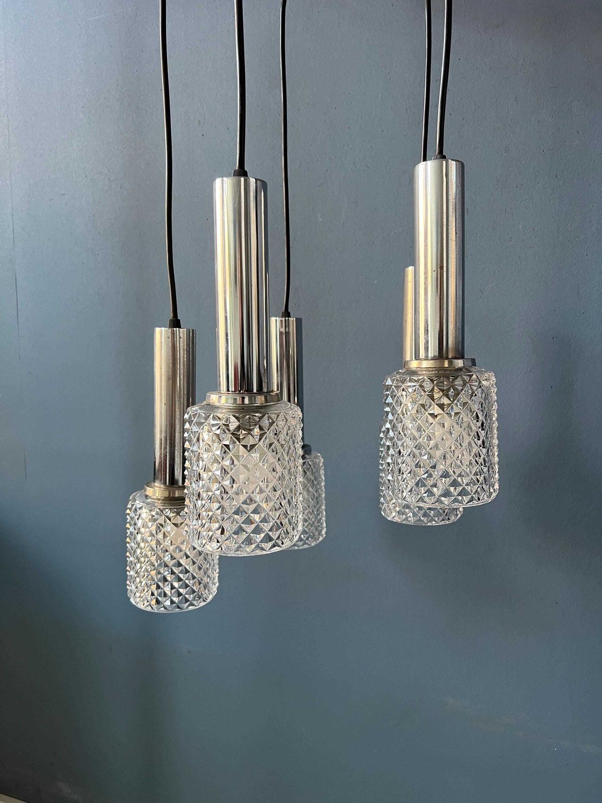 Mid Century Crystal Glass Cascade Pendant Lamp photo buy