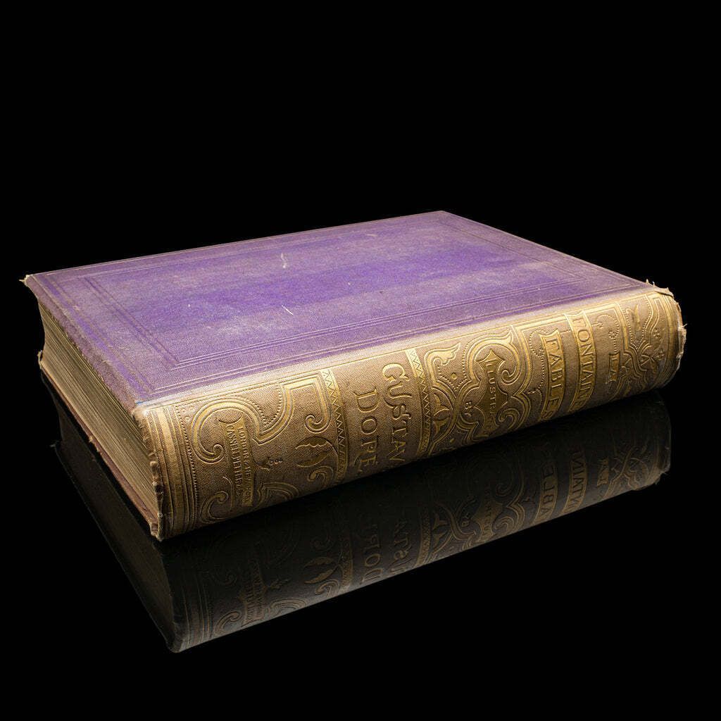 Antique The Fables Book, Historic Literature, English, Illustrated, Victorian photo furniture