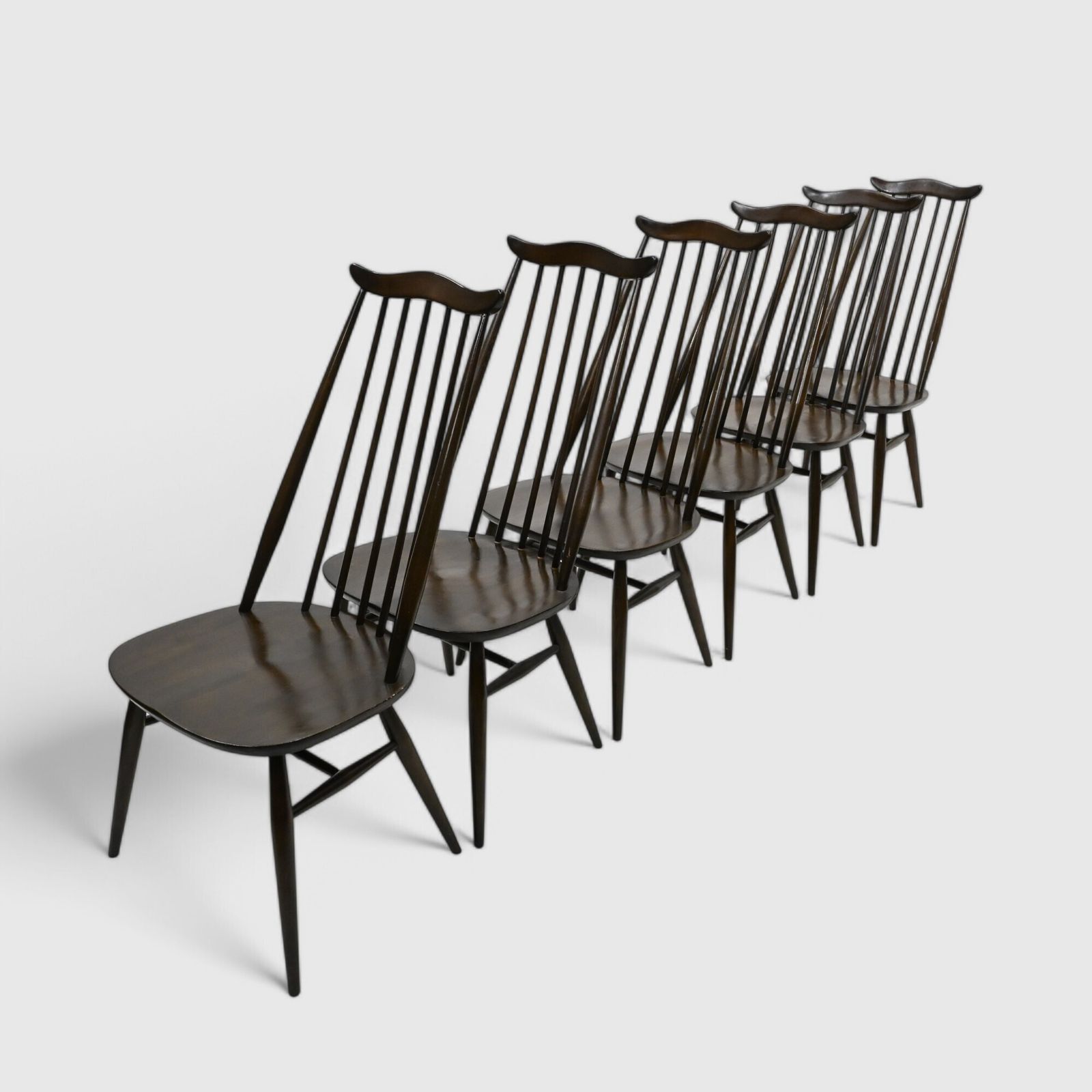 photo vintage 6 Ercol Number 369 Windsor Goldsmith Dining Chairs Dark Finish Free Uk Delivery
