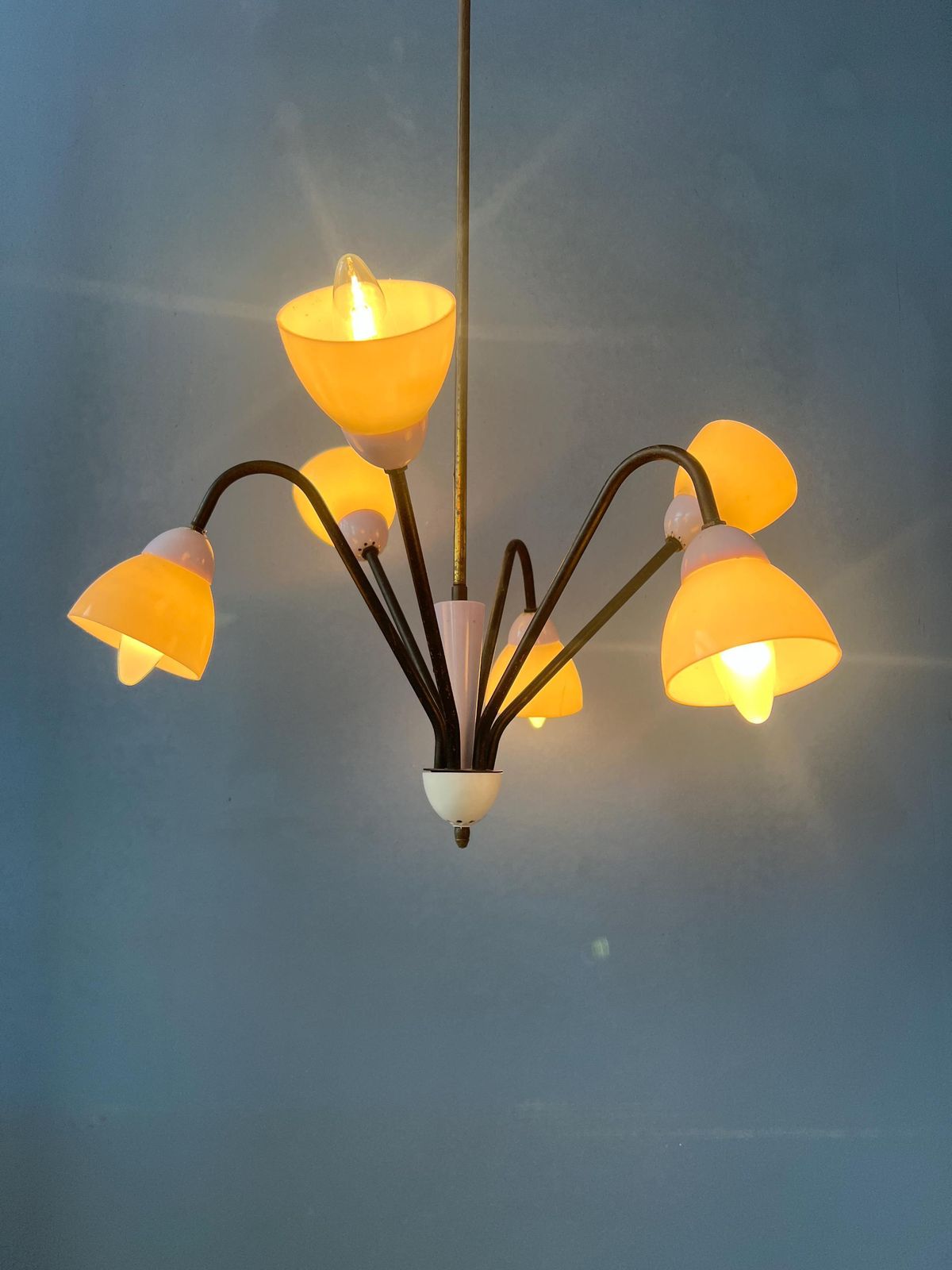50s Mid Century Vintage Lilac Spider Pendant Lamp photo for sale