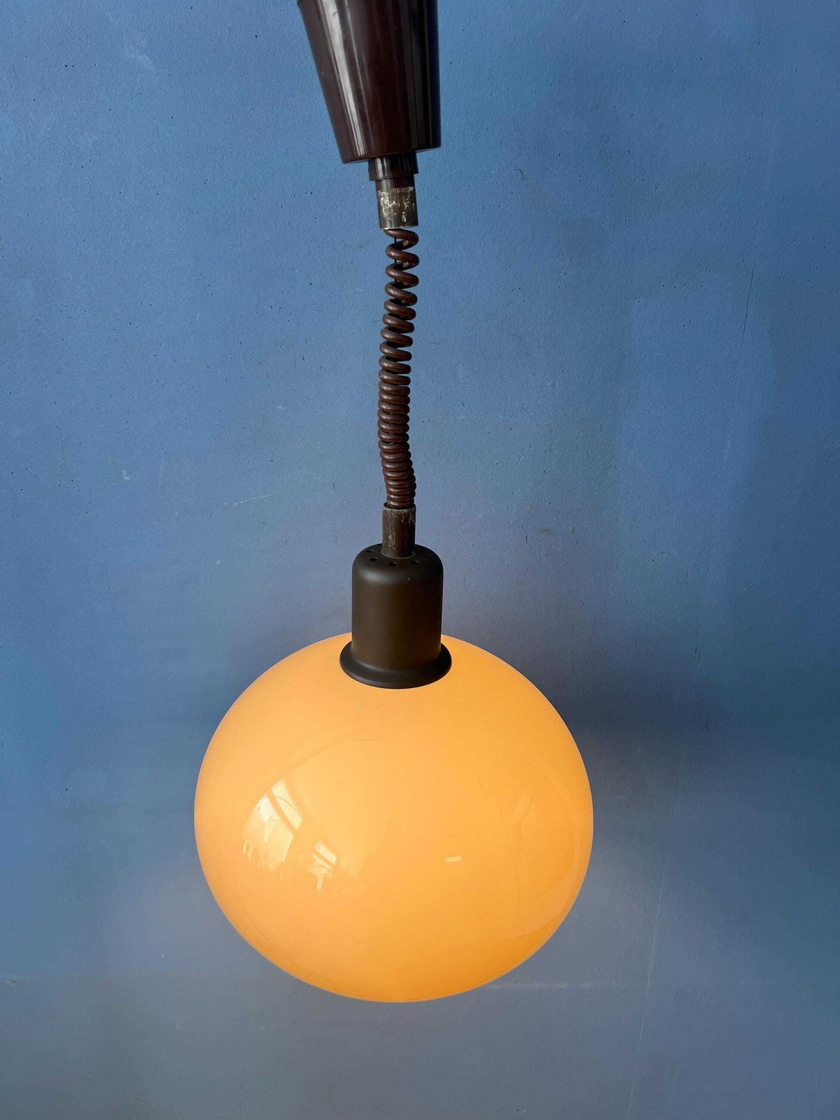 Vintage Beige Mushroom Hanglamp Van Acrylglas photo Verlichting